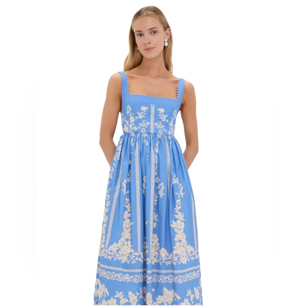 NEW AGUA x AGUA BENDITA Barbara Madera Midi Dress. Color: Blue. Size: XS. NWT - Picture 2 of 12